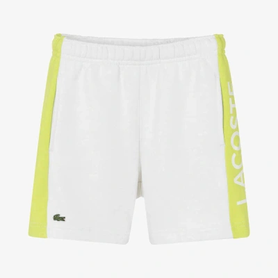 Lacoste Kids' Boys White & Green Organic Cotton Shorts