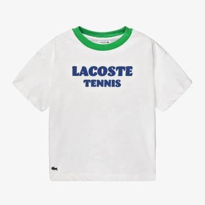 Lacoste Kids' Boys White Cotton Tennis T-shirt