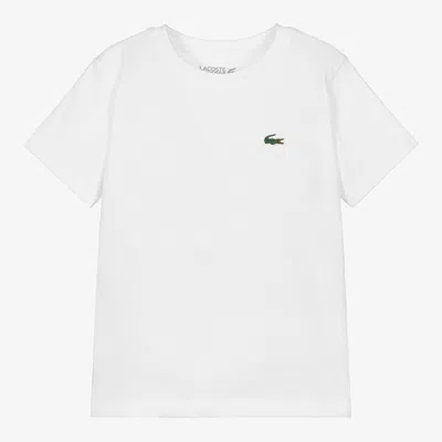 Lacoste Babies' Boys White Ultra Dry T-shirt In Gold