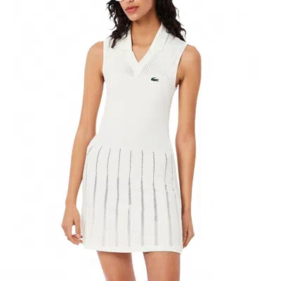 Lacoste Breathable Stretch Tennis Dress With Shorts In White In Animal Print