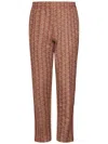 Lacoste Brown Jacquard Monogram Trousers With Side Stripes In Brown