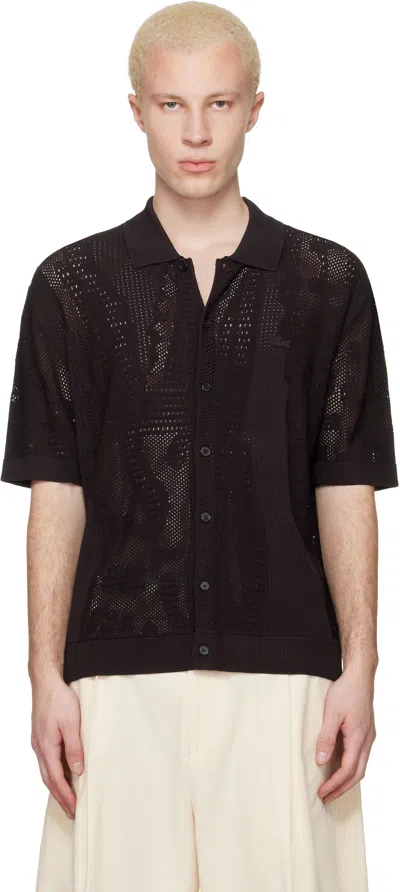 Lacoste Brown Lacy Knit Crocodile Shirt