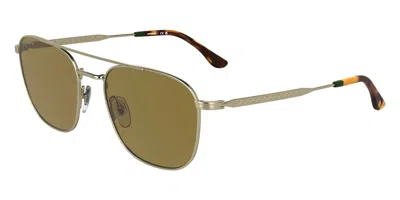 Lacoste Brown Pilot Unisex Sunglasses L269s 710 55 In Gold