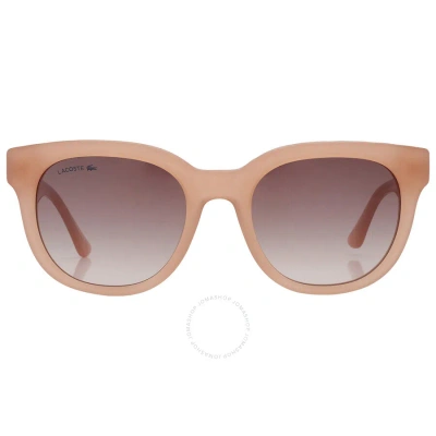 Lacoste Brown Pink Gradient Square Ladies Sunglasses L971s 662 52 In Brown / Ink / Pink / Rose
