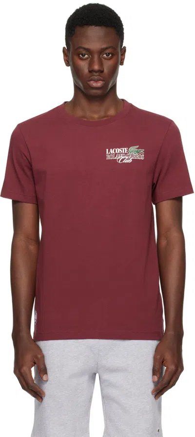 Lacoste Burgundy Roland Garros Edition T-shirt In Red