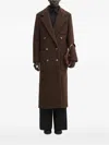 Lacoste Button Double-breasted Coat In Brown