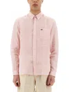 Lacoste Light Linen Shirt In Pink