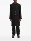 Lacoste Button Logo-patch Coat In Black