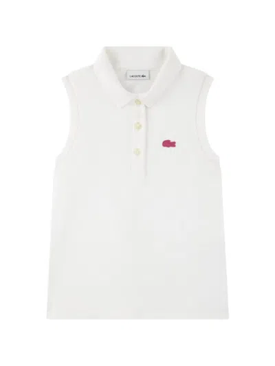 Lacoste Kids' Button Logo Polo Shirt In White