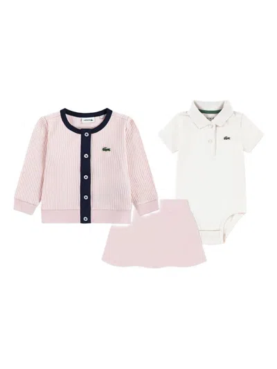 Lacoste Babies' Button Ribbed Skirt Set In Multi