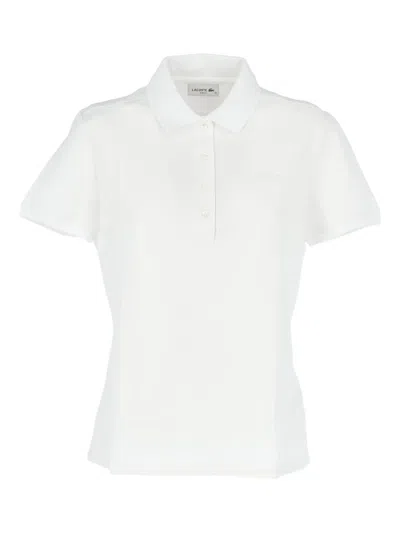 Lacoste Button-up Polo Top In White