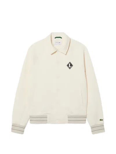 Lacoste Button-down Logo-detail Cotton Bomber Jacket In White