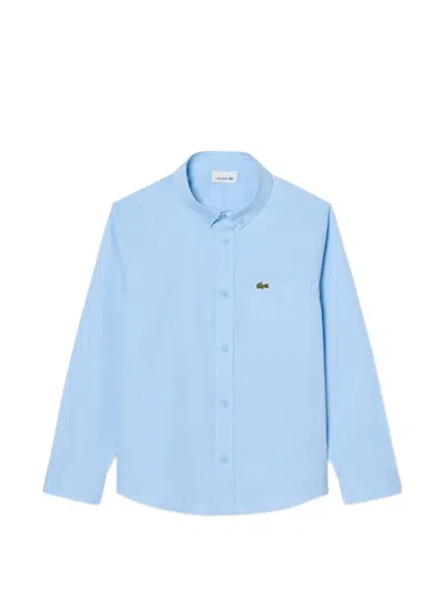 Lacoste Button-down Long-sleeve Shirt In 蓝色