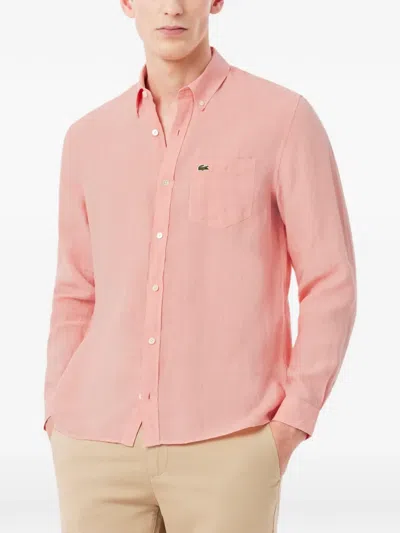 Lacoste Buttoned Pocket Shirt In Pink
