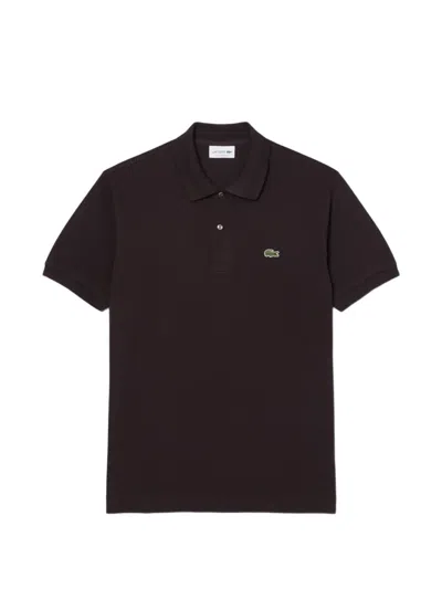 Lacoste Buttoned Polo Shirt In Brown