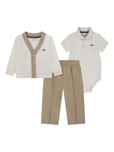 Lacoste Babies' Buttoned Trouser Set In Multi