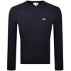 Lacoste Cable Knit Jumper Navy In Blue