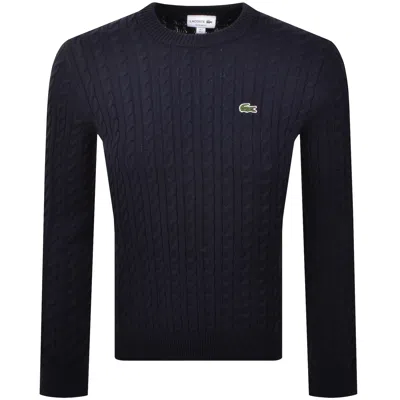 Lacoste Cable Knit Jumper Navy In Blue