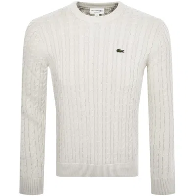 Lacoste Cable Knit Jumper White