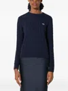 Lacoste Cable-knit Logo Sweater In Blue