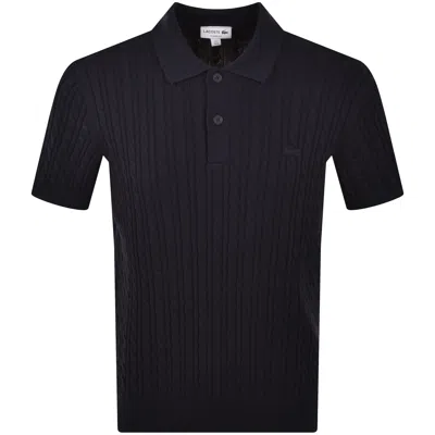 Lacoste Cable Knit Polo Jumper Navy
