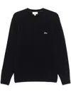 Lacoste Navy Organic Cotton Crew Neck Sweater In Blue