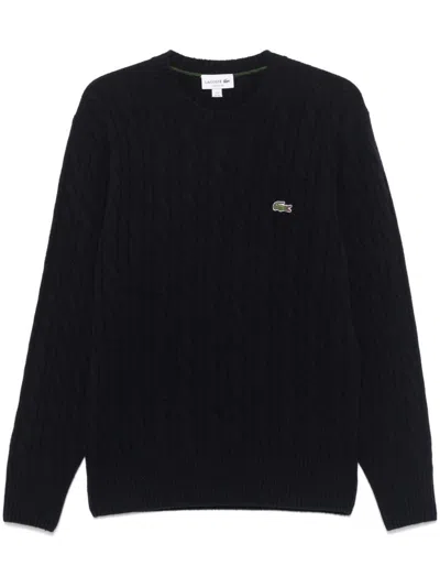 Lacoste Cable-knit Sweater In Blue
