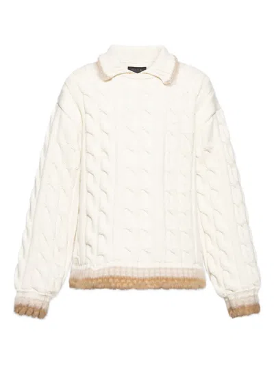 Lacoste Cable-knit Sweater In Neutral