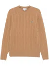 Lacoste Cable-knit Sweater In Sand