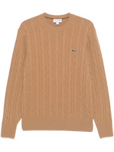 Lacoste Cable-knit Sweater In Neutrals