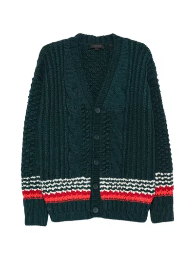 Lacoste Cable-knit Oversized Cardigan In Green