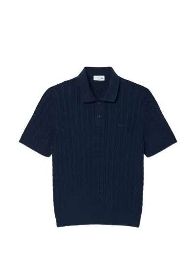 Lacoste Cable-knit Polo Shirt In Blue