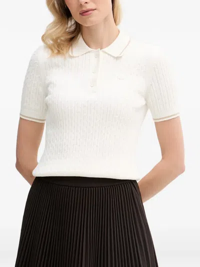 Lacoste Cable-knit Polo Shirt In White