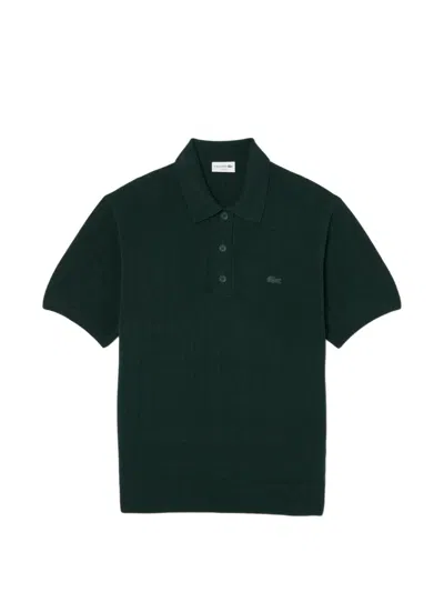 Lacoste Cable-knit Short-sleeve Polo Shirt In Green