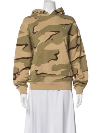 Pre-owned Lacoste Camouflage Print Crew Neck Hoodie In Green