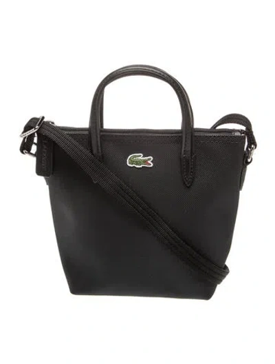 Pre-owned Lacoste Canvas Top Handle Bag In Black