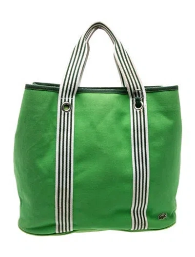 Pre-owned Lacoste Canvas Tote In Green