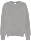 Lacoste New Cotton Crew Knit Ah1985 In Grey
