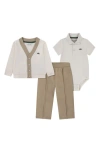 Lacoste Baby Boys Mon Premier 3 Piece Set In Brown