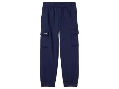 Lacoste Cargo Fleece Pants (big Kid) Boy's Clothing Marine : 10 (big Kid), Cotton/fleece/polyester In Blue