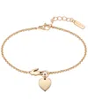Lacoste Carnation Gold Tone Crocodile Heart Bracelet In Carnation Gold
