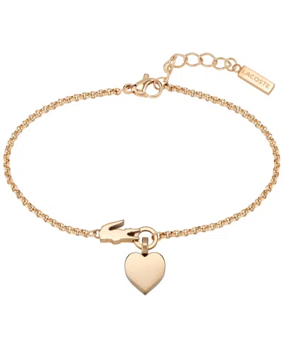 Lacoste Carnation Gold Tone Crocodile Heart Bracelet