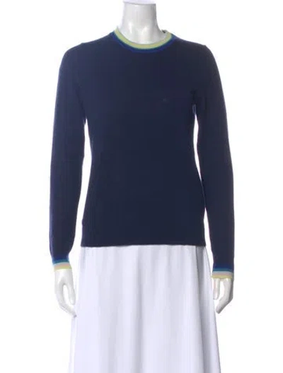 Pre-owned Lacoste Cashmere Crew Neck Sweater In Blue