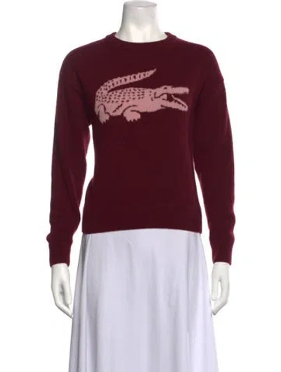 Pre-owned Lacoste Cashmere Graphic Print Sweater In Burgundy