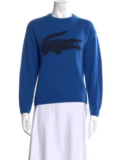 Pre-owned Lacoste Cashmere Graphic Print Sweater W/ Tags In Blue