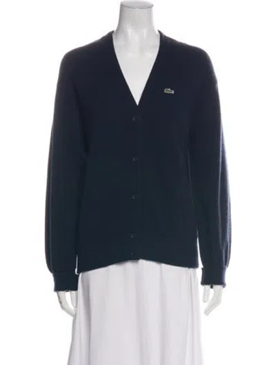 Pre-owned Lacoste Cashmere V-neck Sweater In Blue
