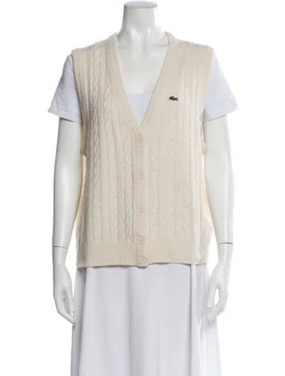 Pre-owned Lacoste Cashmere V-neck Sweater In Neutral