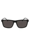 Lacoste Casual Elegance 56mm Rectangular Sunglasses In Black