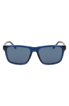 Lacoste Casual Elegance 56mm Rectangular Sunglasses In Blue