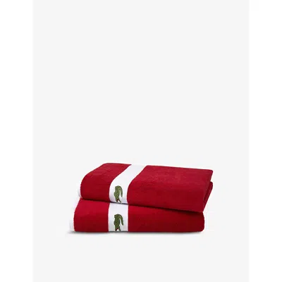 Lacoste Multicoloured Casual Logo-embroidered Organic-cotton Hand Towel 55cm X 100cm